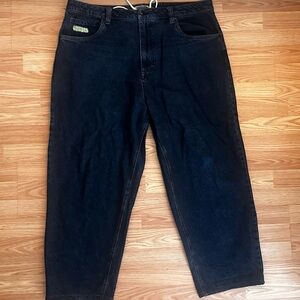 Navy blue Empyre baggy Jeans with sick back print